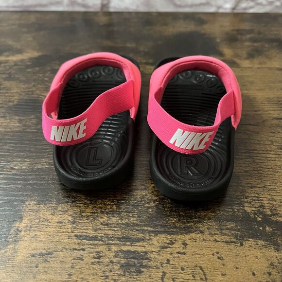 Nike Kawa Youth Slides Sandals Kids Girls Size 9C Pink & Black - Picture 4 of 10